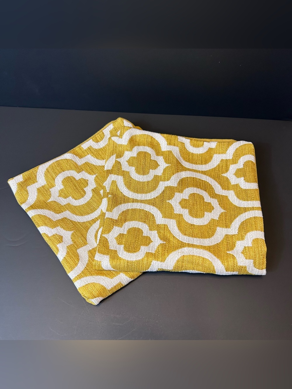 2 Square Pillow Case Covers Harvest Gold Ogee Moroccan Quatrefoil Modern Casbah
